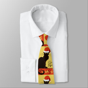 Le Chat Noel Christmas Parody Distressed Cut Out Tie