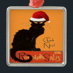 Le Chat Noel Metal Ornament<br><div class="desc">Le Chat Noel Christmas Parody is a cutout and distressed image of the Le Chat Noir artistic avant-garde promotional poster. An iconic vintage cat theme for perfect for art nouveau lovers, vintage poster art enthusiasts, and cat-loving Francophiles. Le Chat Noir was the icon of printmaking and the culture of entertainment...</div>