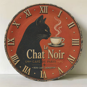 Le Chat Noir Café Vintage Black Cat Coffee Decor Paper Plate
