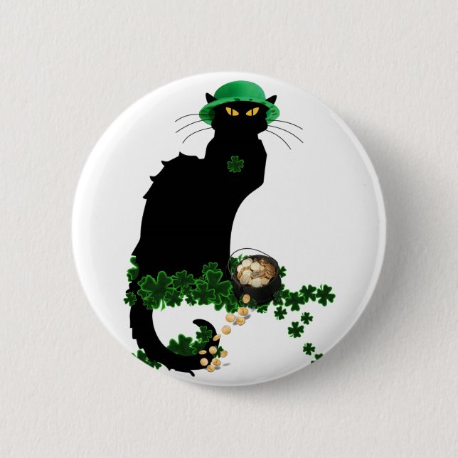 Le Chat Noir Clover St. Patrick's Day 2 Inch Round Button (Front)