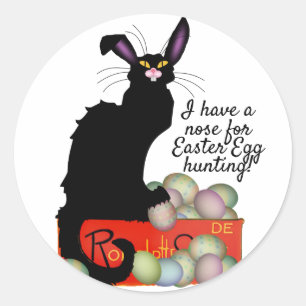 Le Chat Noir Easter Bunny Ears Classic Round Sticker