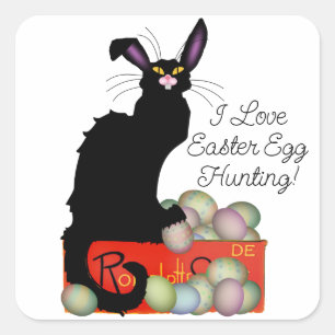 Le Chat Noir Easter Bunny Ears Square Sticker