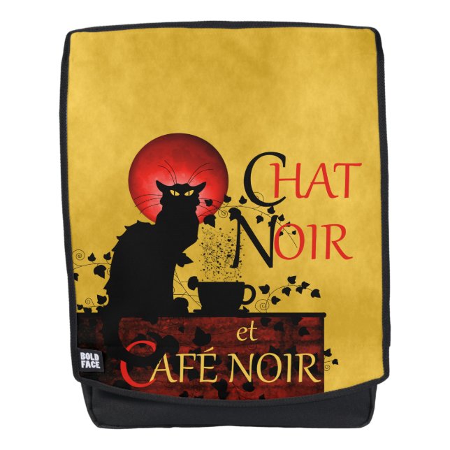 Le Chat Noir et Café Noir, Black Cat, Black Coffee Backpack (Front)