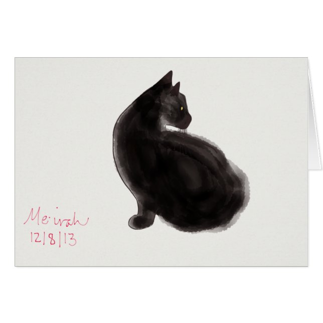 Le chat noir gracieux orne la carte (Devant Horizontal)