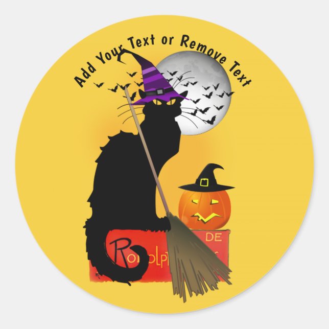 Le Chat Noir Halloween Witch Classic Round Sticker (Front)