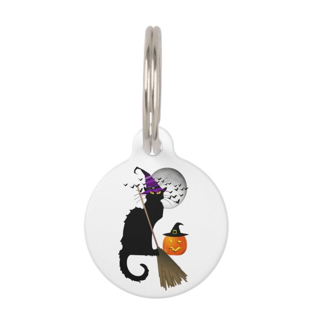 Le Chat Noir Halloween Witch Pet Tag (Front)