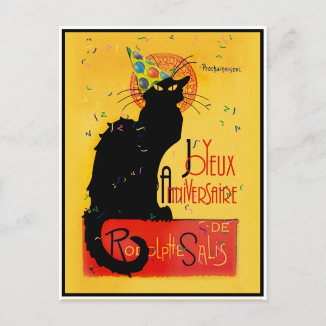Le Chat Noir Happy Birthday Holiday Postcard (Front)