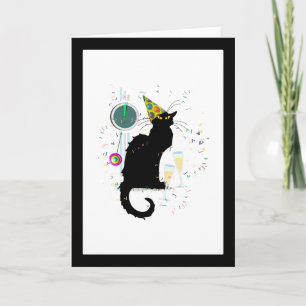 Le Chat Noir Happy New Year Party Holiday Card