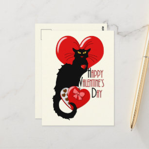 Le Chat Noir Heart Candy Valentine's Day Postcard