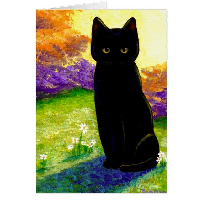 Le chat noir mignon fleurit Creationarts drôle (Devant)