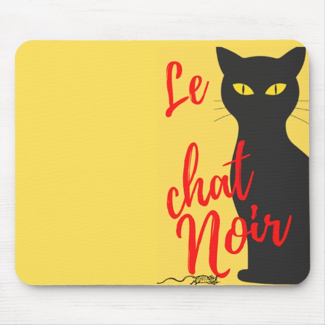 Le Chat Noir Modern Red and Yellow Mouse Pad (Front)