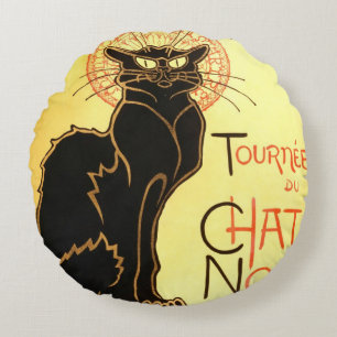 Le chat noir,Original billboard Round Pillow