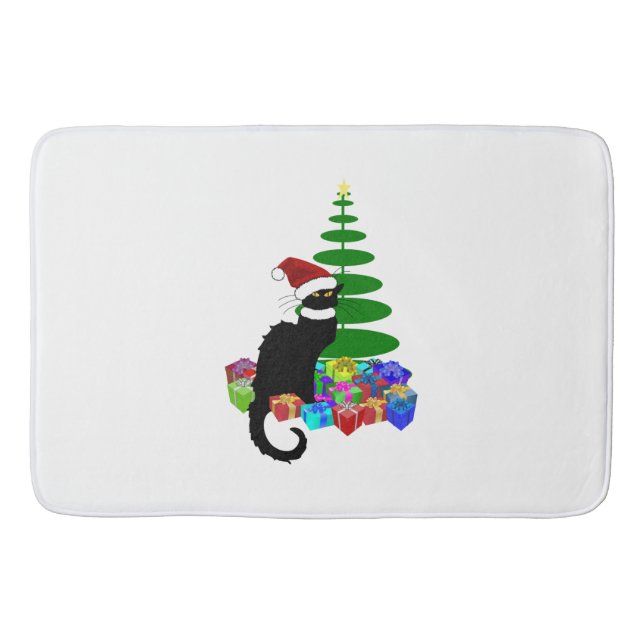 Le Chat Noir Santa Hat Christmas Bath Mat (Front)