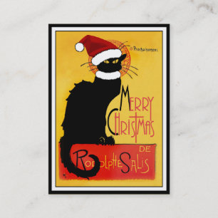 Le Chat Noir Santa Hat Christmas Business Card