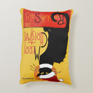 Le Chat Noir Santa Hat Christmas Decorative Pillow