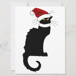 Le Chat Noir Santa Hat Christmas Invitation
