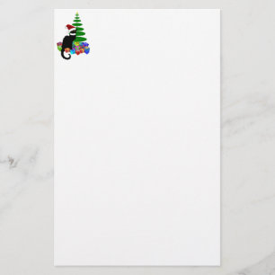 Le Chat Noir Santa Hat Christmas Stationery