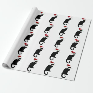 Le Chat Noir Santa Hat Christmas Wrapping Paper