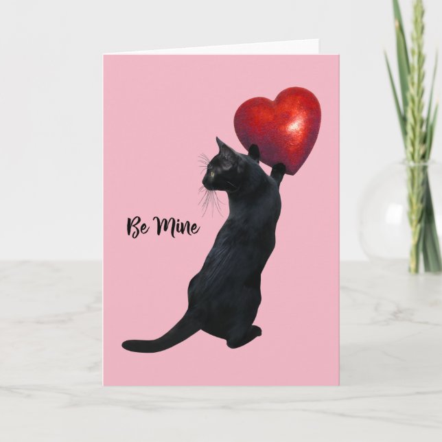Le chat noir soit carte de Saint-Valentin de mine (Devant)