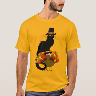 Le Chat Noir Thanksgiving and Pilgrim Turkey T-Shirt