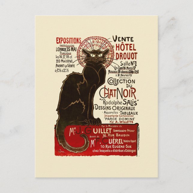 Le Chat Noir, Vente Hôtel Drouot Postcard (Front)