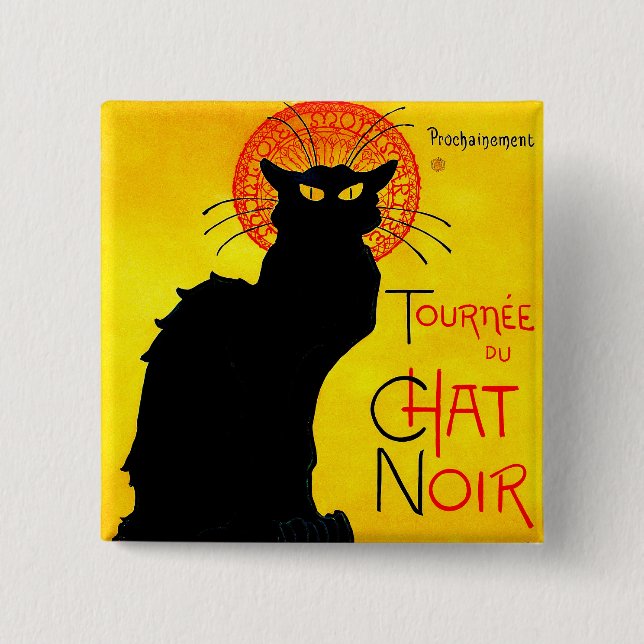 Le Chat Noir Vintage 2 Inch Square Button (Front)