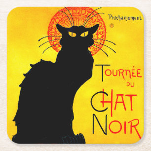 Le Chat Noir Vintage Square Paper Coaster