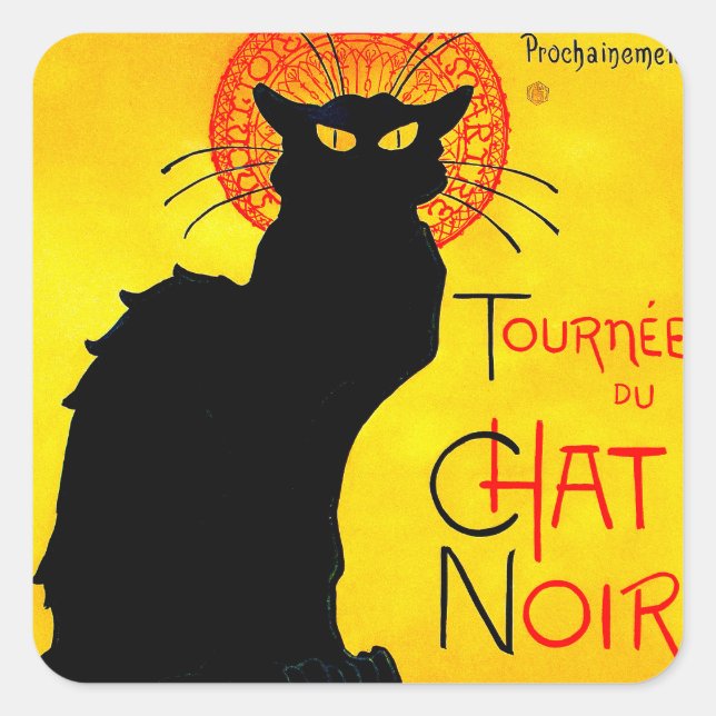 Le Chat Noir Vintage Square Sticker (Front)