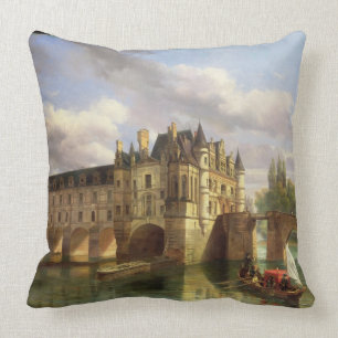 Le Chateau de Chenonceau, 1843 (oil on canvas) Throw Pillow