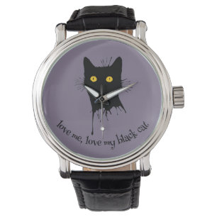 Le Chaton Noir Love Me Love My Black Cat Lover Watch