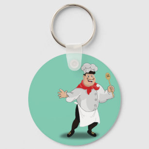 Le chef french cartoon kitchen cook art moustache keychain