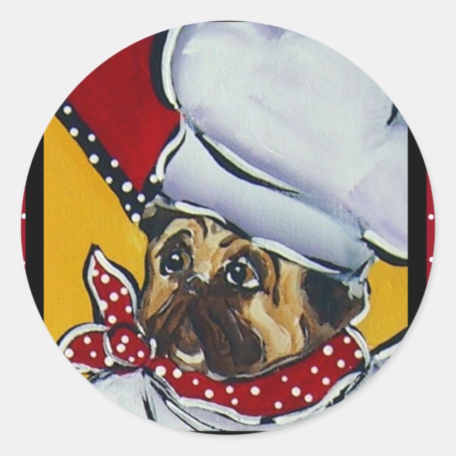 Le Chef Pug Classic Round Sticker (Front)