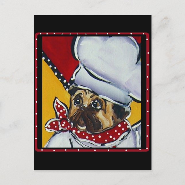 Le Chef Pug Postcard (Front)