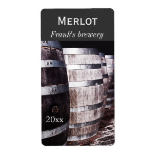 Le chêne de vin barrels l'étiquette de bouteille