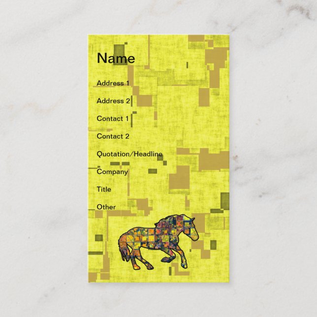 Le CHEVAL COURANT A AJUSTÉ des cartes de visite (Devant)