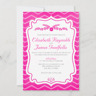 Le Chevron rose Chaud frappe les invitations aux m