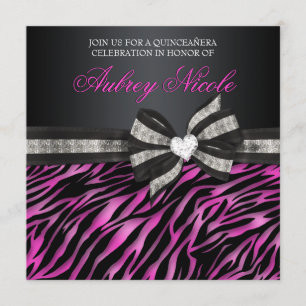 Le Chic Invitation Zebra Quinceañera avec son bijo