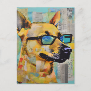 Le chien dans les lunettes de collage carte postal