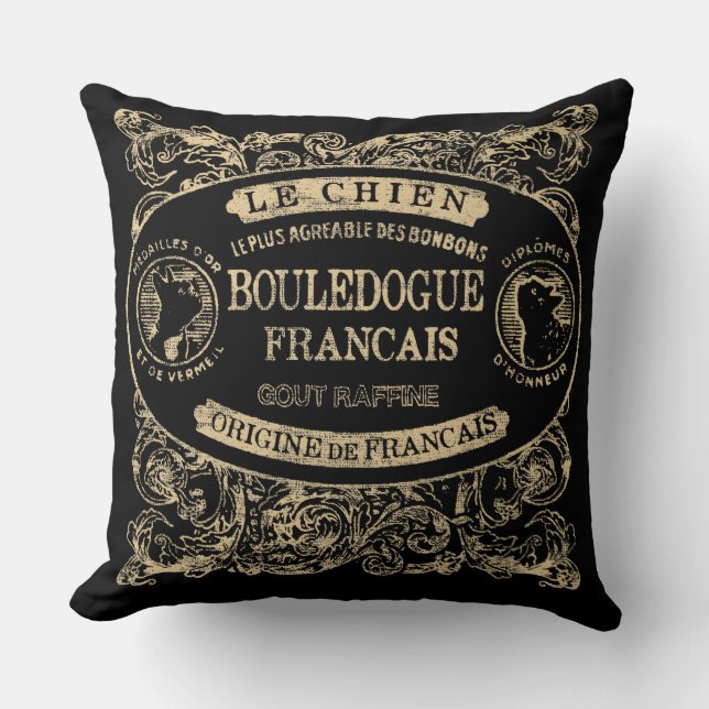 Le Chien Throw Pillow (Front)