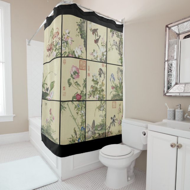 Le Chinois fleurit le rideau en douche floral (En situation)