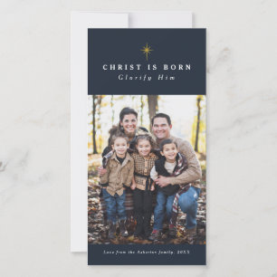 Le Christ est né carte photo de Noël religieuse