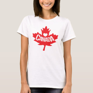 Le coeur aime le t-shirt de la feuille d'érable du