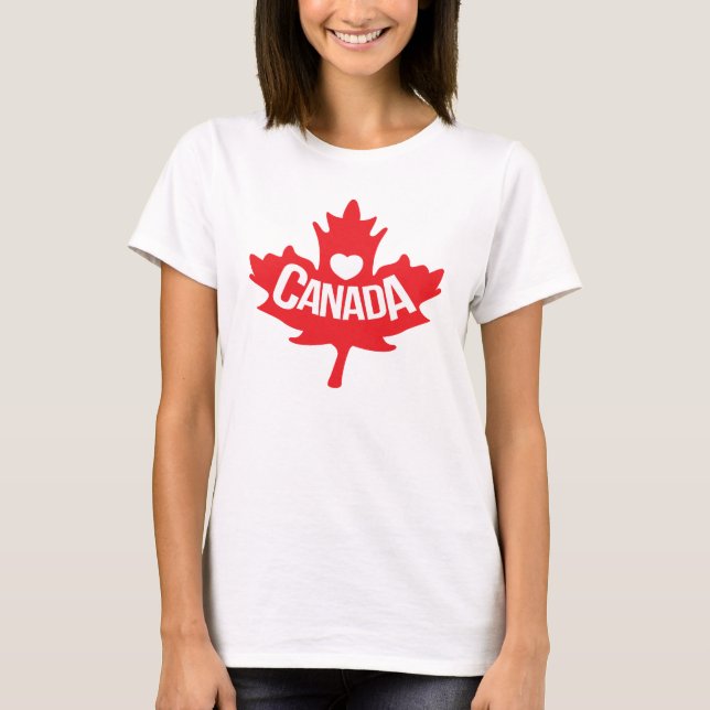 Le coeur aime le t-shirt de la feuille d'érable du (Devant)