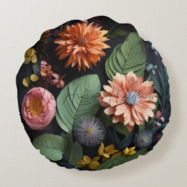 Le coeur du Coussin rond Fleur sauvage (Dos)