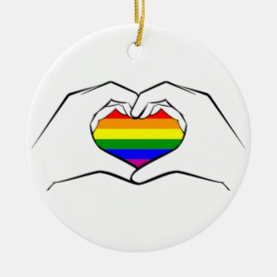 Le coeur remet l'amour LBGTQ+ Ornement de FIERTÉ