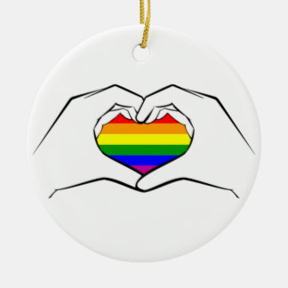Le coeur remet l'amour LBGTQ+ Ornement de FIERTÉ
