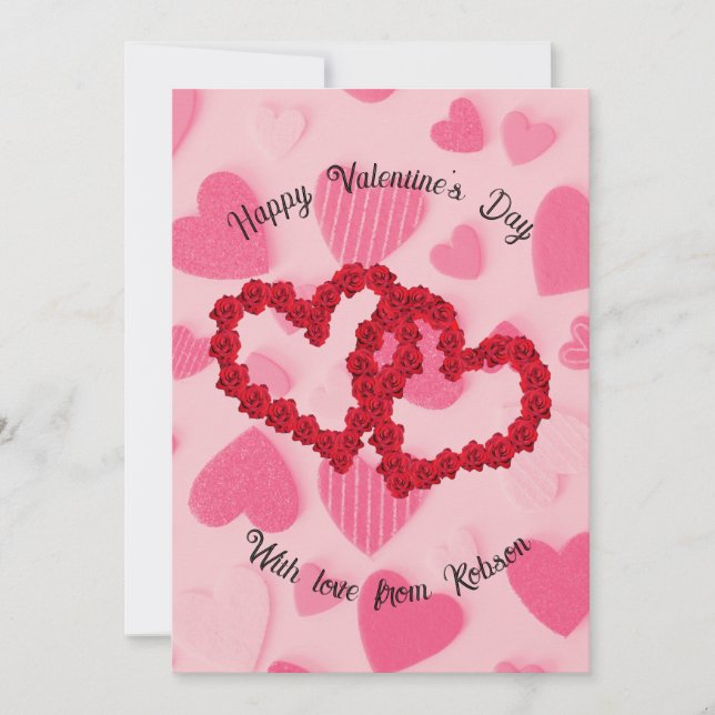 Le coeur romantique de Valentine et la carte rose (Devant)