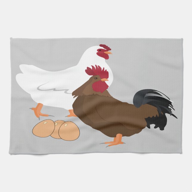 Le coq de poulet Eggs la serviette de cuisine (Horizontal)