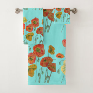 Le coquelicot rouge orange Aqua Floral