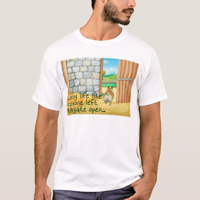 Le corgi "déclenche ouvert…" Le T-shirt des hommes (Devant)